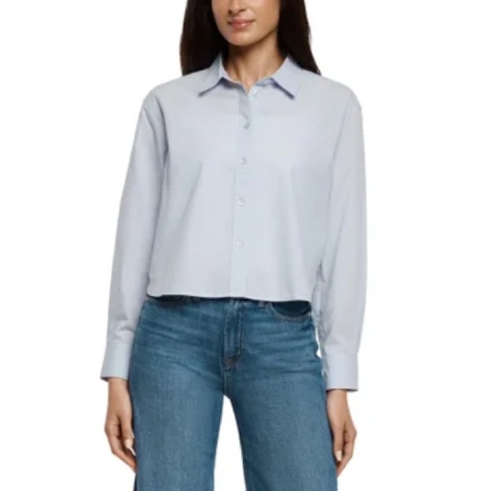 NWT GAP Cotton Poplin Long Sleeve Shirt Light Blue
